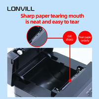LONVILL printer Mini portabel, printer Cloud USB gigi biru otomatis menerima pesanan termal