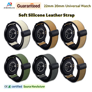 Correa de reloj con cierre magnético de 20mm y 22mm, correa de cuero y silicona para <span class=keywords><strong>Samsung</strong></span> Galaxy <span class=keywords><strong>Watch</strong></span>, correa para Huawei <span class=keywords><strong>Watch</strong></span> y Garmin - Product Image 1