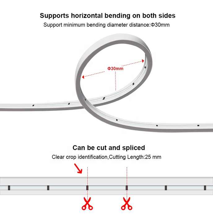 Super Slim Side Bend 2*6mm Top Bend 24V LED Neon Strip Light