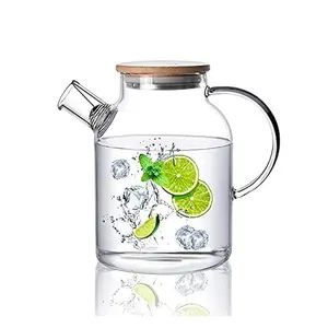 宽松的叶子和盛开的茶包炉灶安全可移动的投壶50.7盎司透明玻璃茶壶
