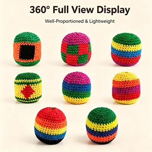 Ballons Hacky Sack en crochet faits à la main, tissés, couleurs assorties, pour jonglage et entraînement sportif, vente en gros - Product Image 3