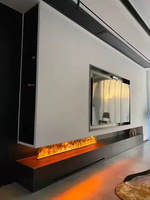 Cheminée électrique en acier avec flamme simulée à la vapeur d'eau 3D, décoration intérieure, prise de courant standard personnalisée