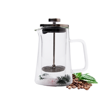 Vente en gros 350ml 650ml 1000ml Cafetière à pression française en verre borosilicaté à double paroi