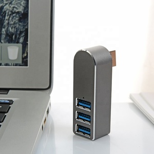 Gris 3 puertos fábrica gran oferta aluminio <span class=keywords><strong>Mini</strong></span> alta velocidad 180 grados rotación USB 3,0 Hub adaptador para <span class=keywords><strong>Mac</strong></span> PC - Product Image 2