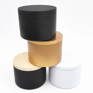 Wholesale RTS 4oz empty luxury round black white gold seamless candle tin candle cans for candles candies food snacks