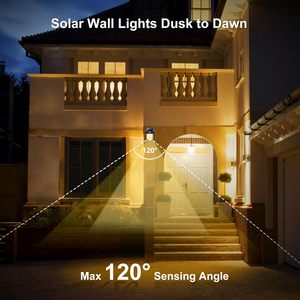 Lámpara <span class=keywords><strong>Solar</strong></span> de Pared para Exteriores con Clasificación <span class=keywords><strong>IP65</strong></span>, Sensor de Movimiento, 3 Modos, LED, Impermeable, para Jardín/Patio/Cerca/Depósito, Luz Diurna de 5000K - Product Image 2