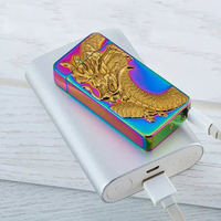 Briquet Dragon Personnalisé Cool, Briquet Électrique USB à Arc Sans Flamme en Métal Coupe-Vent, Allume-Cigare Plasma en Alliage de Zinc, Cadeau