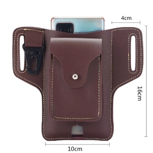 Leather Fanny Pack with <b>Elastic</b> <b>Belt</b> Genuine Leather Waist Bag for Phone Multi-Function Waist Pouch - Product Image 4