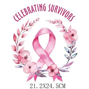 Ruban rose sensibilisation au Cancer du sein transfert de chaleur citation de <span class=keywords><strong>motivation</strong></span> décalcomanie à repasser bricolage T-Shirt chapeau vinyle impression PET fleur - Product Image 5