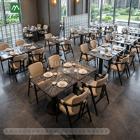Meubles de restaurant commerciaux, table et chaises de salle à manger en aluminium robuste, modernes et luxueuses, imperméables, ensemble pour l'extérieur, pour hôtel