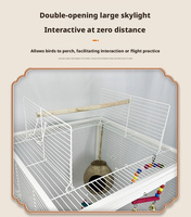Grande cage à oiseaux carrée simple et solide en fer et plastique, avec vue panoramique et design à fil horizontal pour
