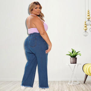 Jeans da <span class=keywords><strong>Donna</strong></span> <span class=keywords><strong>Taglie</strong></span> Forti con Ricamo Personalizzato, Jeans a Vita Alta, <span class=keywords><strong>Pantaloni</strong></span> in Denim per <span class=keywords><strong>Donna</strong></span> - Product Image 5