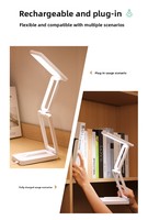 Lampe de lecture LED pliable moderne à commande tactile, 3 modes de couleur, gradation progressive, en ABS, à piles, petite, pour salle de lecture, 5V