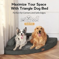Coussin orthopédique triangulaire pour chien et chat, imperméable, motif uni, velours cristal, mousse alvéolée, housse amovible, soutien tête et cou