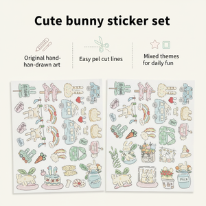 Pegatinas con Diseño de Conejitos, Estilo Ins, Suaves y Lindas, Paquete de Pegatinas para Decoración de Diarios, Adhesivos Kawaii de Dibujos Animados para Manualidades - Product Image 3