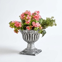 Vas Pedestal Plastik Antik Rustic, Pot Tanaman Klasik Gaya Vintage, Pot Bunga Taman