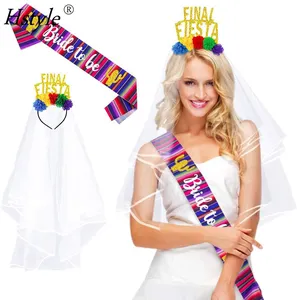 Final Fiesta Wedding Veil Bachelorette Party Decorations Bride to Be Satin Sash Mexican Theme Bridal Shower Party Favor SD902