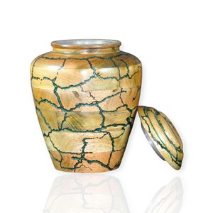 <b>Keepsake</b> Cremation Urn with Wooden & Epoxy Round Shaped Polished Surface Antique Style Human <b>Ash</b> Cremation Urn - Product Image 1
