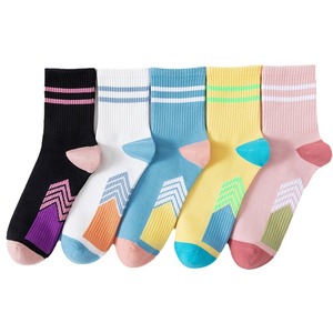 Sports Socks Mid Calf Compression Cotton Dopamine Color Running Tennis Outdoor - Product Image 5