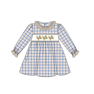 Conjuntos de Ropa Bordada con Diseño de Pavo para Bebés y Niños, de Algodón, Manga Larga, 2 Piezas, Vestido Tipo Romper, Ropa Casual para Niños y Niñas, Conjuntos a Juego para Hermanos - Product Image 4