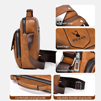 Sac à bandoulière en cuir PU pour homme WEIXIER, sac messager tendance pour homme, sac de voyage d'affaires, sacoche pour téléphone portable pour garçon