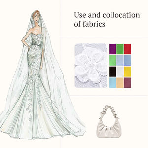 Commercio all'ingrosso in poliestere Glitter ricamato pizzo tessuto perla Tulle con maglia per abiti da sposa ricamato modello - Product Image 5