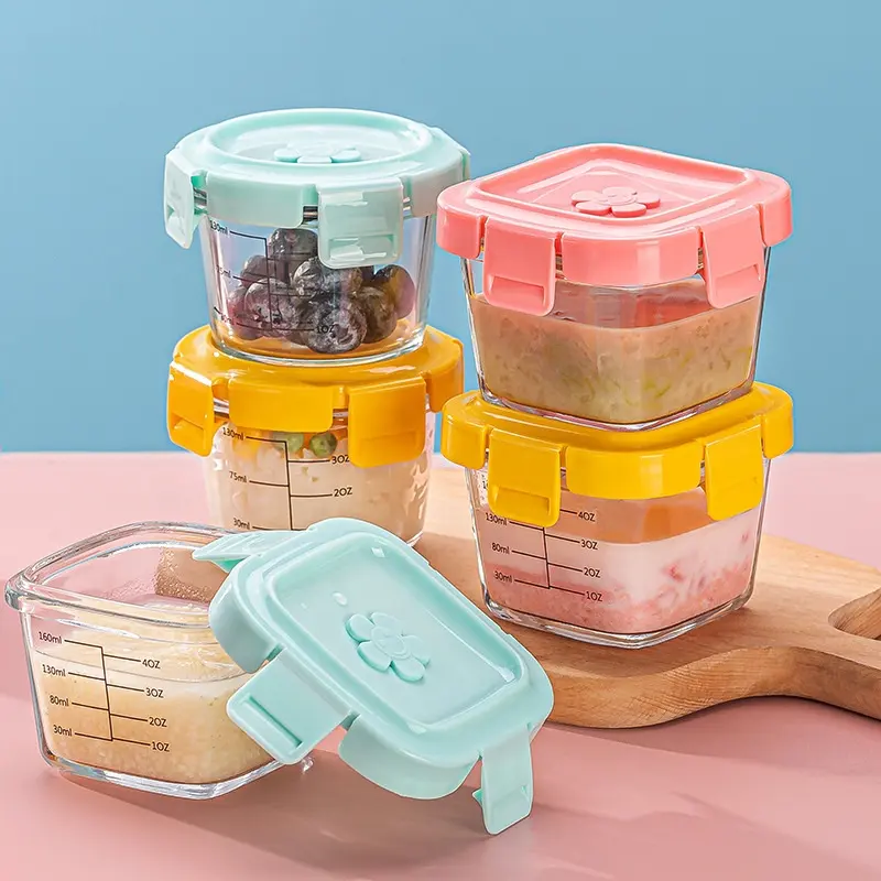 Contenitore per alimenti in vetro per bambini OEM cina scatola per alimenti caldi per bambini all'ingrosso personalizzata scatola per alimenti in silicone dal design proprio 0-12 mesi