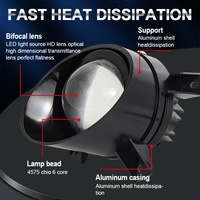 Phare antibrouillard Bi-LED 3.0 pouces, lumière de conduite jaune et blanche, faisceau bas et haut, projecteur LED 45W, feux antibrouillard de rechange