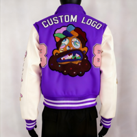 Vestes bomber de baseball hip-hop d'hiver XJYD, avec patchs en chenille brodés, manches en cuir PU, imperméables