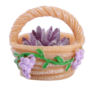 Miniature Resin <b>Flower</b> <b>Basket</b> Ornaments <b>For</b> Desktop Micro Landscape Decorations With Artificial Plants And Figurines - Product Image 5