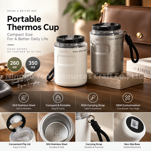 Tazze in Acciaio Inox 304 con Logo Personalizzato, Stampate e Lucidate, Bicchieri Rotondi, Thermos per Esterni, Regalo Promozionale - Product Image 2