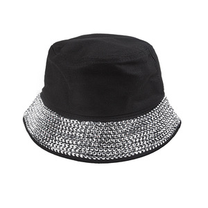 Sombrero de Pescador con Adornos de Diamantes de Imitación, Opciones de Color Blanco y Negro, Estilo Moderno - Product Image 3