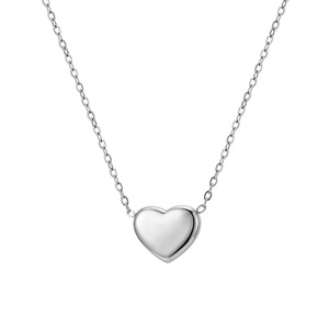 Collar con Colgante de Corazón de Circonita Chapado en Oro de 18K con Engaste de Garra y Cadena de Eslabones de Acero Inoxidable, Joyería de Estilo Moderno para Regalo de Mujer - Product Image 6