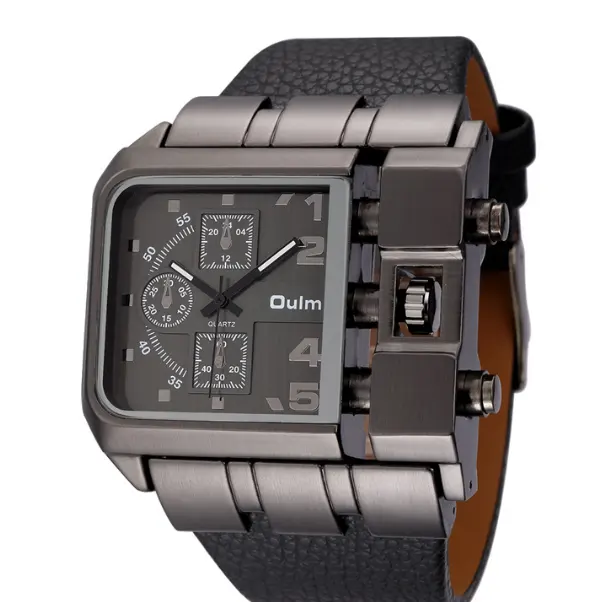 2022 king made in prc man quartz watch stylish PU leather strap 24 hours chronometer moq 1 golf watch factory