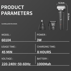 Afeitadora Eléctrica Dsp, 45 Minutos de Autonomía, Resistente al Agua, Carga USB, Maquinilla de Afeitar de Doble Cuchilla para Hombre - Product Image 5