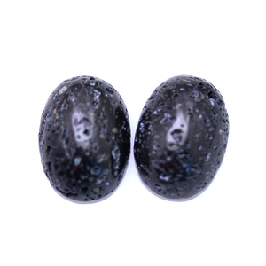 Joyería Yisheng, personalización de fábrica profesional, cabujón ovalado, corte trasero plano, roca de lava volcánica negra Natural, piedras preciosas sueltas - Product Image 3