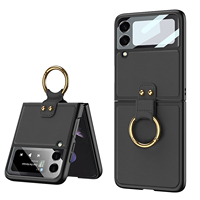 PC dur en cuir PU antichoc avec anneau pour filles et femmes, étui de téléphone portable pour Samsung Galaxy Z Flip 3 Z flip 4 Fold 3 5G