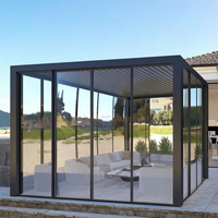 Pergola motorisée extérieure en aluminium avec revêtement en poudre, couverture de pergola à lames orientables, imperméable