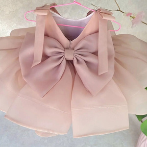 Thiết Kế Mới Cao Quý Bụi Màu Hồng Wedding Boutique Hoa Cô Gái Dresses Cho Trẻ Em Sinh Nhật Đảng Lưới Áo Dài Với Bow Dây Đeo Trang Trí - Product Image 3