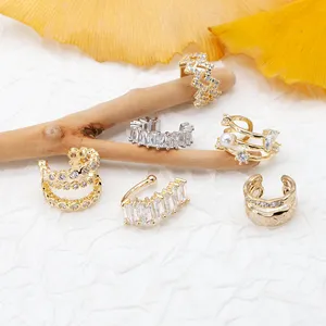 Wholesale CZ Earring Cuffs With Gem Silver Gold Plated Clip Earrings Non Pierced Ear Cuffs Jewelry