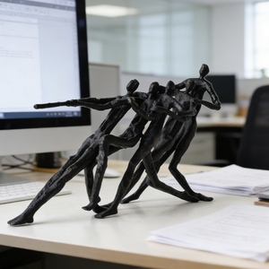 ของตกแต่งบ้านสไตล์วินเทจ รูปนักดึงเชือก ทำจากโลหะผสมสีดำ สำหรับโอกาสพิเศษ ยี่ห้อ EvelynLivingroom - Product Image 5