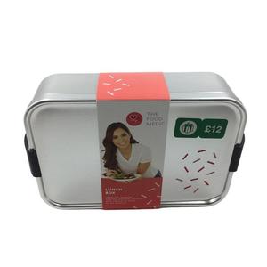 Custom Eco Friendly Rectangular Aluminum <b>Lunch</b> <b>Box</b> 176x118x58mm Metal Bento <b>Box</b> Food Storage Container with Side Latches - Product Image 5