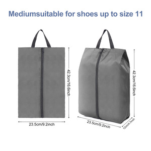Paquete de 2 bolsas de viaje extra grandes de nailon impermeables para zapatos con cierre de cremallera, portátiles, modernas, prácticas, unisex - Product Image 4