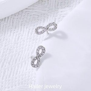 Conjunto de Brincos Minimalistas e Colar Infinito com Moissanite em Prata Esterlina 925 Banhado a Ouro Branco com Corte Redondo Brilhante - Product Image 5