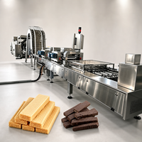 Machine automatique commerciale de fabrication de gaufrettes, ligne de production complète de snacks enrobés de chocolat