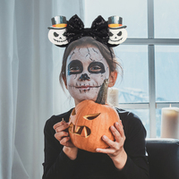 Accessoires pour cheveux sur le thème d'Halloween pour enfants, nœud en sequins en forme de citrouille, oreilles de Mickey Mouse, serre-tête effrayant