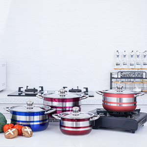 Nuovo arrivo Momo piroscafo gadget da cucina padelle in acciaio rosa Set di pentole per zuppa doppio manico in acciaio inossidabile fornello a induzione - Product Image 3