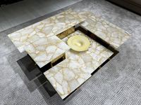 Table basse carrée en pierre de cristal blanc de qualité supérieure, moderne, simple et durable, pour le salon