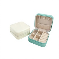 Mini boîte de rangement pour bijoux en cuir PU, étui de voyage à fermeture éclair, multi-compartiments, pour bagues, boucles d'oreilles, colliers, couleur personnalisée, fabrication en usine