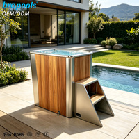 BROPOOLS Spa intérieur/extérieur écologique pour 1 personne en cèdre rouge moderne et acier inoxydable pour villa ou salle de sport